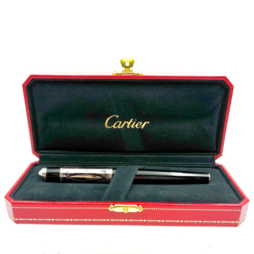 Cartier Vintage Black and Silver Luxury Pen